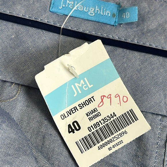 J. McLaughlin Oliver Linen Blend Shorts Men’s 40 Khaki Rhino Embroidered NWT - Picture 5 of 11